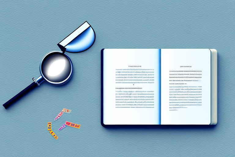 A book with a magnifying glass hovering over it