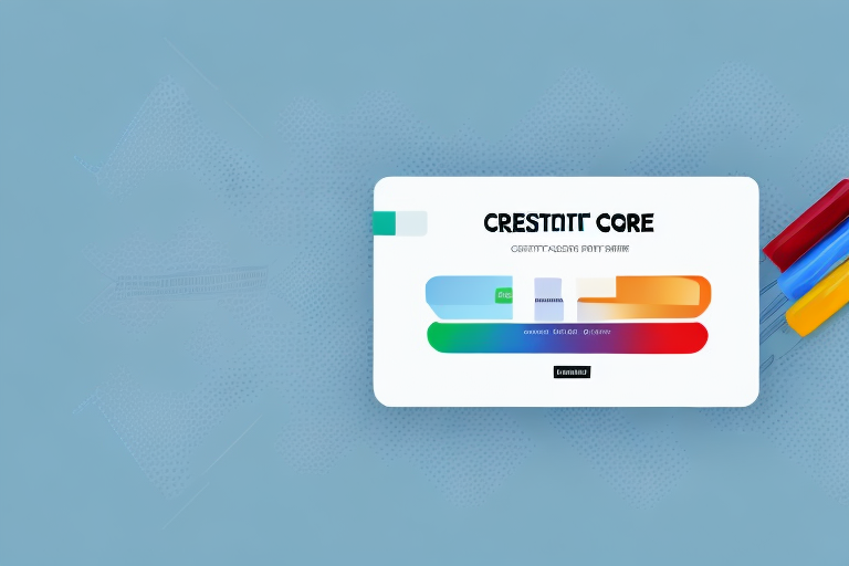 A credit score meter with a needle pointing to the highest score possible