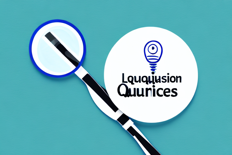 A liquidation services business sign with a magnifying glass hovering above it