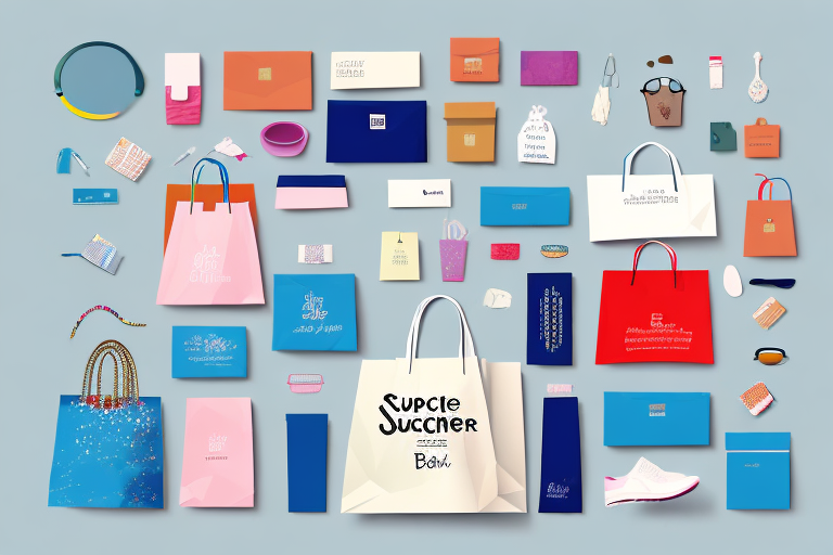 A shopping bag overflowing with items