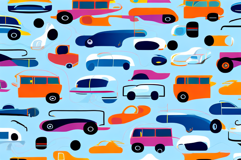 A car or other transportation vehicle with a bright and colorful background
