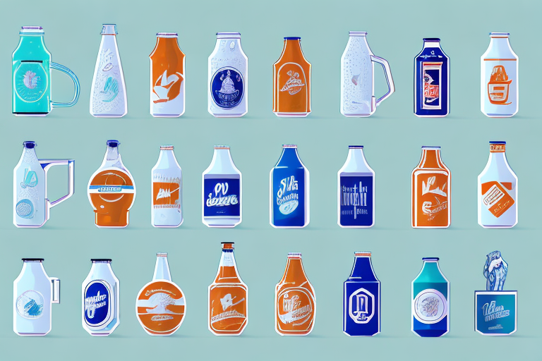 A variety of beverage containers