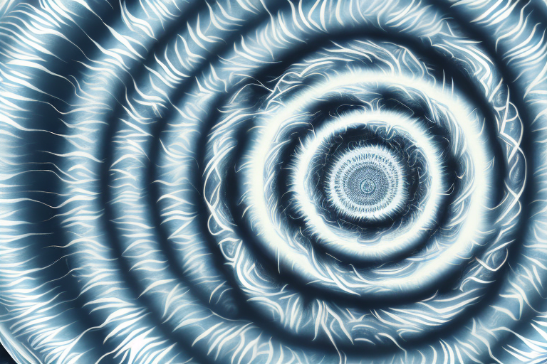 A hypnotic spiral with a sunburst radiating from its center