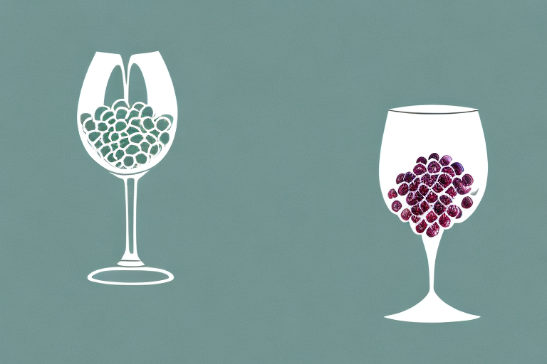 A wine glass and a bunch of grapes