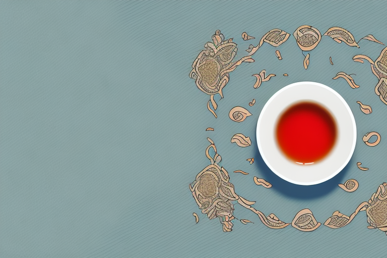 A teacup with a variety of different teas arranged around it