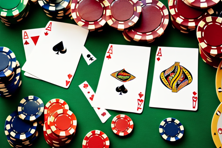 A casino table with chips and cards to represent a casino tables rental business