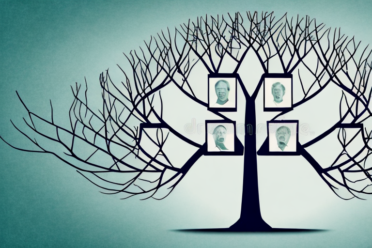 A family tree with branches extending outwards to represent the research services offered by the genealogical business