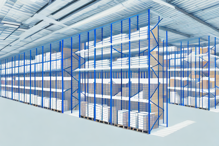 A warehouse filled with storage boxes and shelves