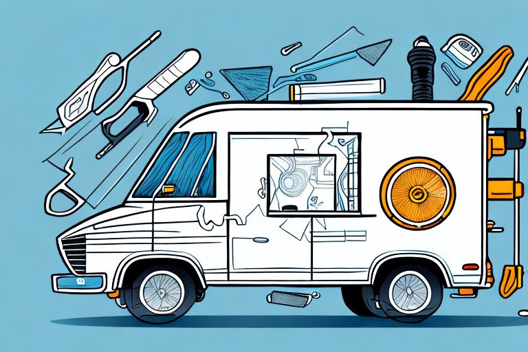 A mobile glass repair van with tools and equipment inside