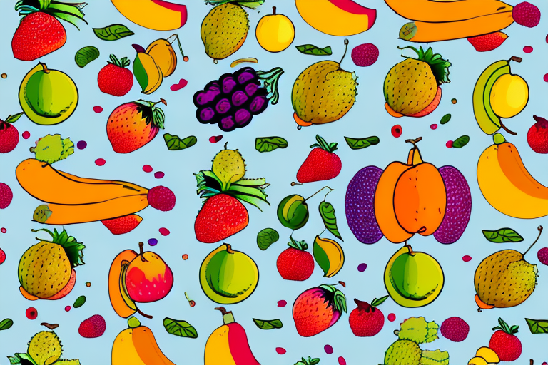 A variety of organic fruits and vegetables arranged in a colorful and vibrant pattern