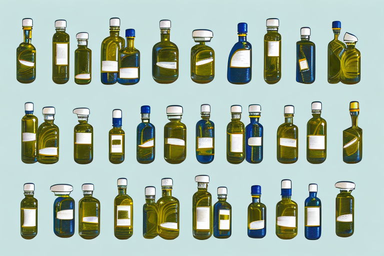A store with shelves full of olive oil bottles