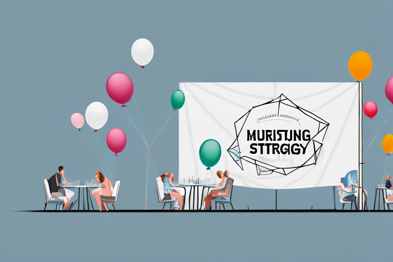 A pop-up restaurant tent with a banner and balloons to represent a successful marketing strategy