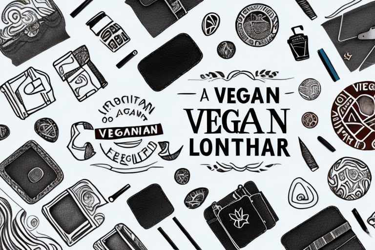 A variety of vegan leather products in a creative and visually appealing way