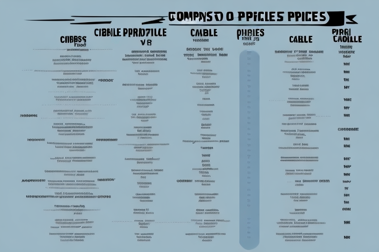 A comparison chart showing the features and prices of different cable television packages