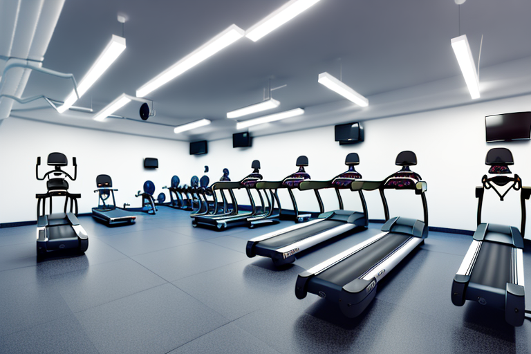 A fitness center or health club with colorful equipment and a vibrant atmosphere