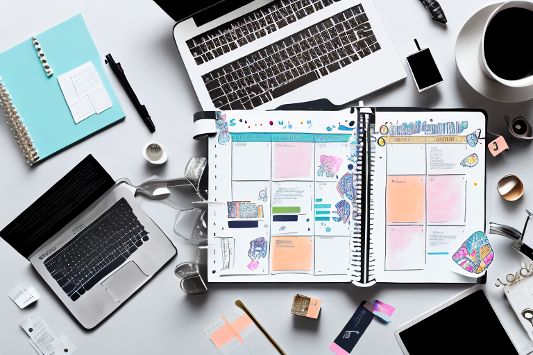 An event planner's desk with tools of the trade