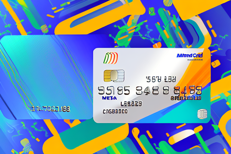A credit card with a colorful