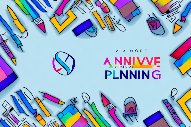A colorful event planning business logo with a modern