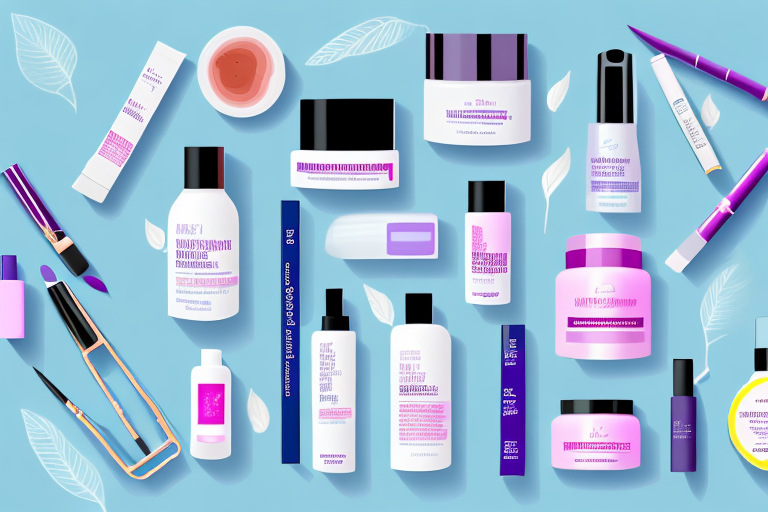 A variety of health and beauty products arranged in an aesthetically pleasing way