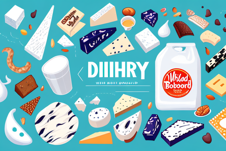 A billboard featuring a variety of dairy products