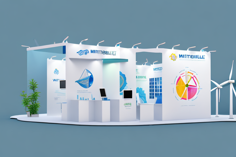 A modern trade show booth featuring renewable energy products