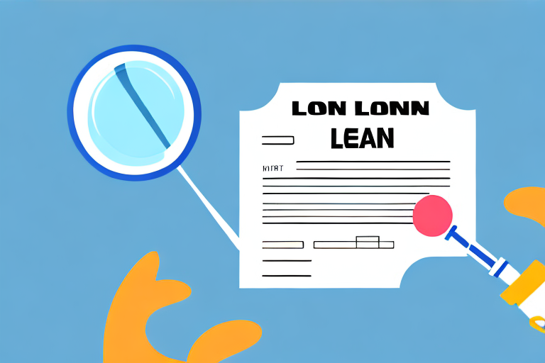 A loan application form with a magnifying glass hovering over it