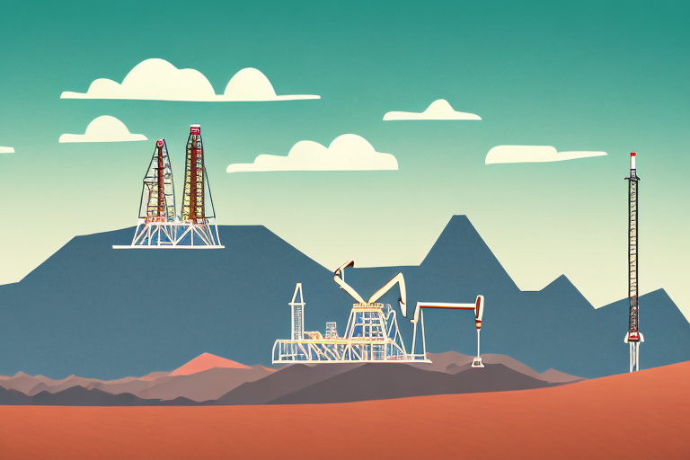 An oil rig in a desert landscape