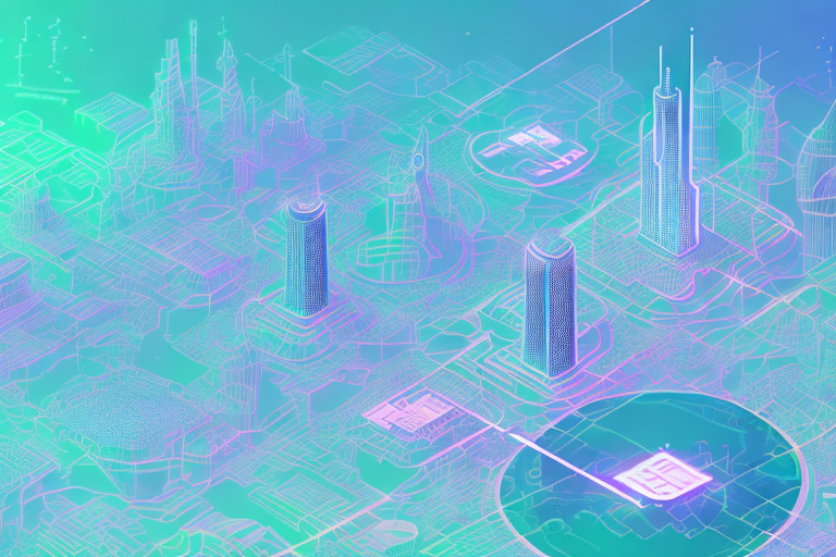 A futuristic cityscape with a focus on internet connectivity