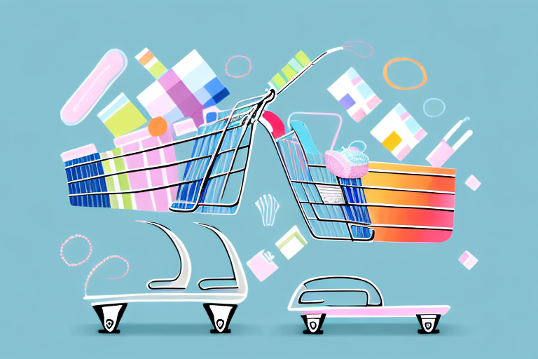 A shopping cart overflowing with baby products