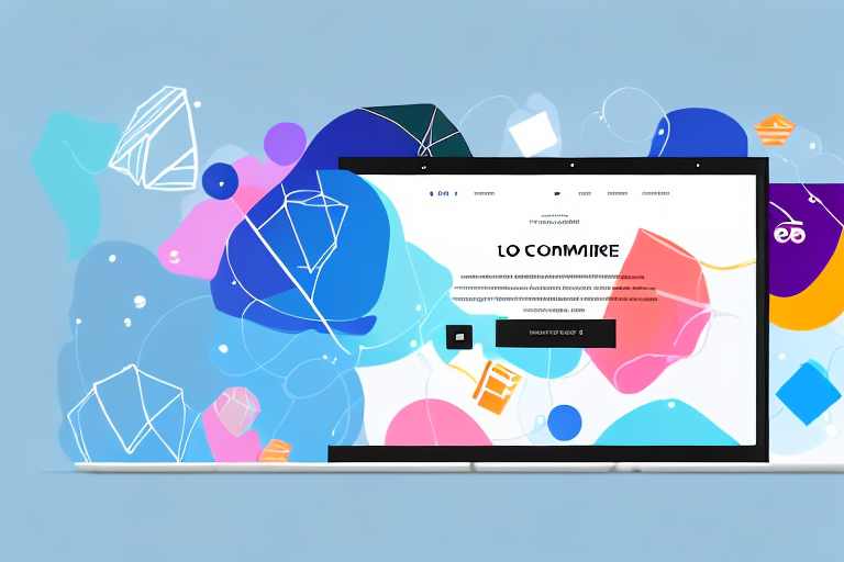 A laptop with a colorful e-commerce website open on the screen