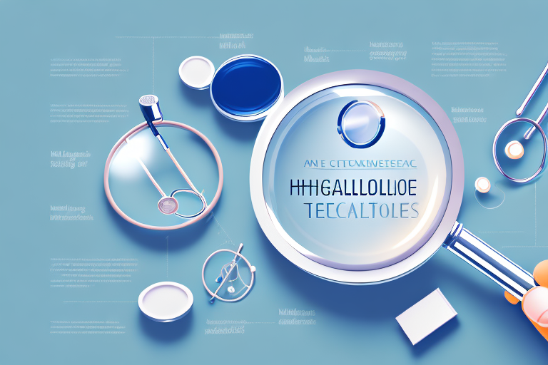 A healthcare technology business with a magnifying glass highlighting the features and benefits of the product
