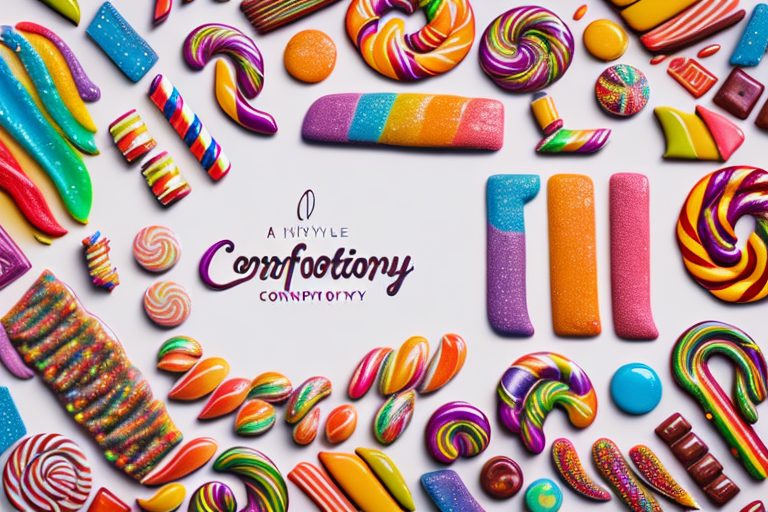 A colorful selection of confectionery products in a shop window