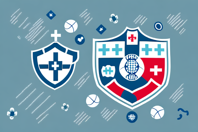 A sports team or club logo and a medical professional in a setting that conveys the idea of collaboration