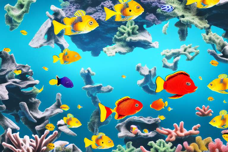 A marine aquarium with colorful fish and coral