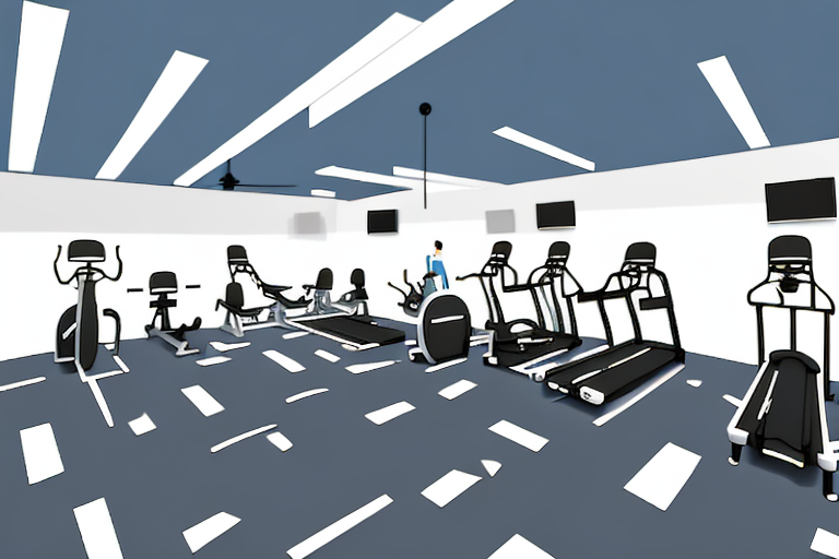 A fitness center or health club with a variety of equipment and activities