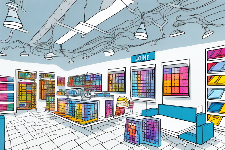A home improvement retail store with a bright