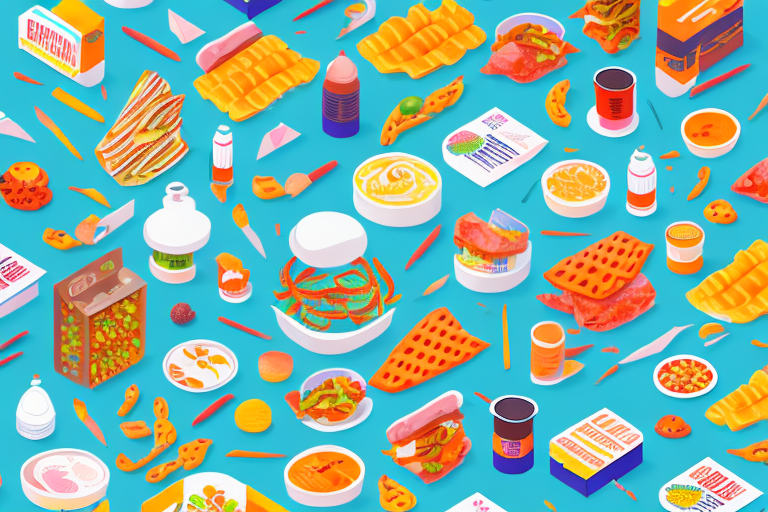 A refinery with a colorful array of food items around it