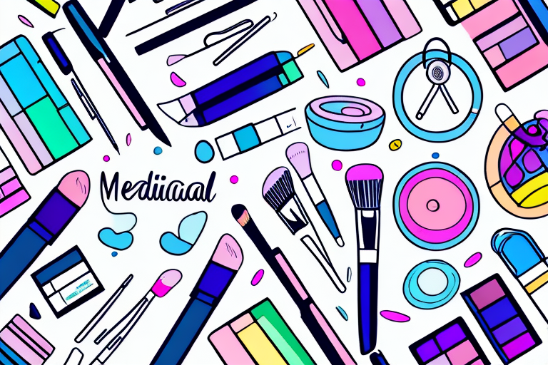 A medical device surrounded by a colorful array of beauty products