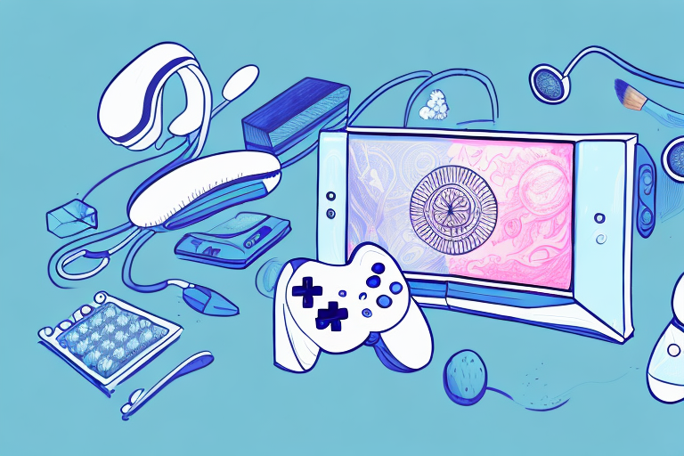 A gaming console with a health and beauty product in the foreground