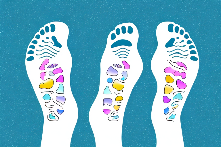 A foot with reflexology pressure points highlighted