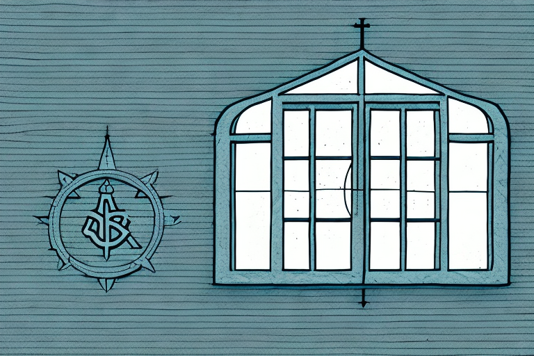A brick and mortar business with a religious symbol in the window