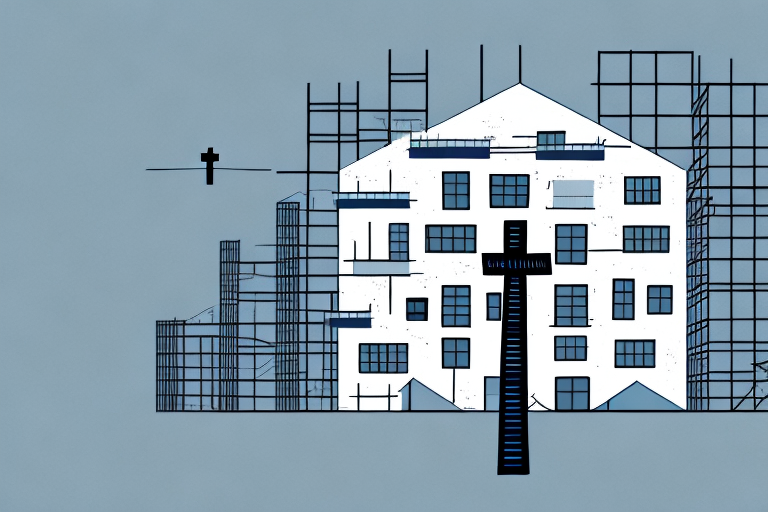A residential construction business building with a cross on top