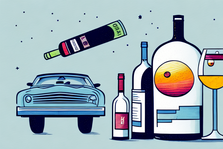A car and a bottle of wine or spirits