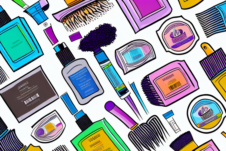 A variety of hair care products in a colorful and creative way