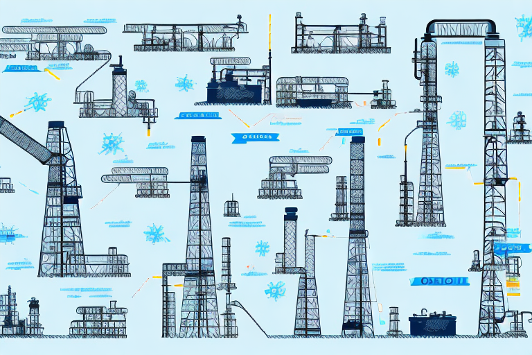 A map with oil rigs