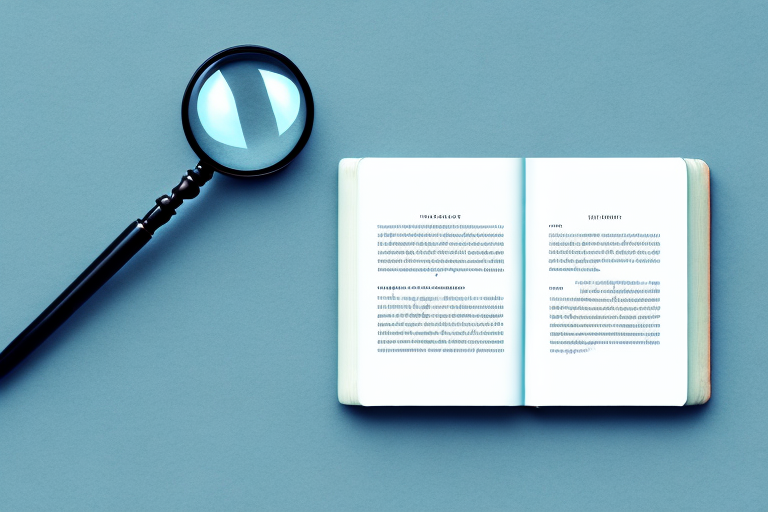 A book with a magnifying glass hovering over it