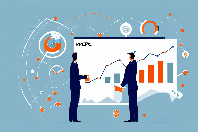 A businessperson looking at a graph showing the success of their ppc advertising campaign