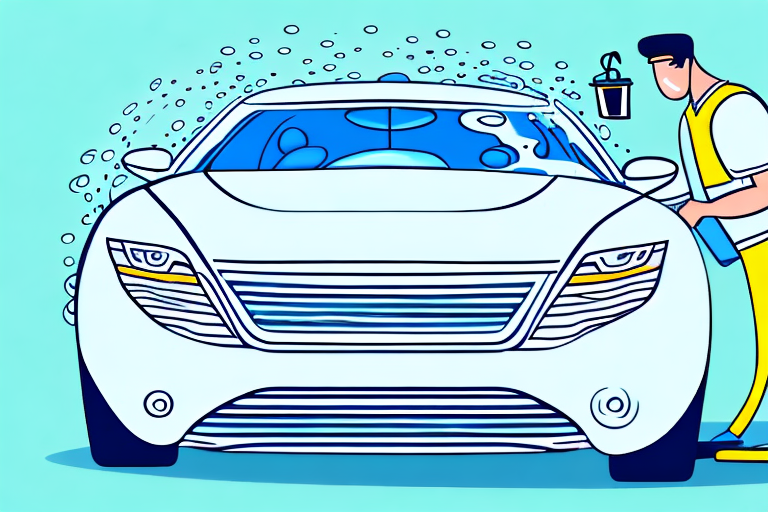 A car being washed with a mobile car washing service