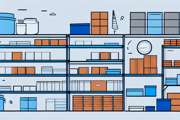 A warehouse with a variety of storage containers and shelves
