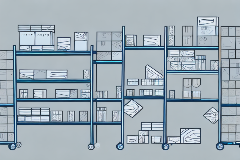 A warehouse with shelves and boxes